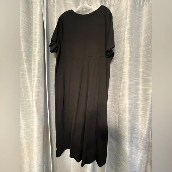 Denim & Co Black Tunic Maxi Dress Classic Black Casual Dress - Picture 3 of 5